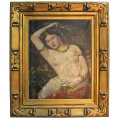 Antique Nude Dancer Girl Oil Painting 11