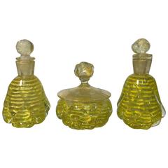 Vintage Modern Italian Murano Glass Vanity Set with Perfume Bottles by Seguso, 1960s