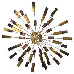 Sensational Sunburst Wall-Mounted Sculpture by Curtis Jere, circa 1980