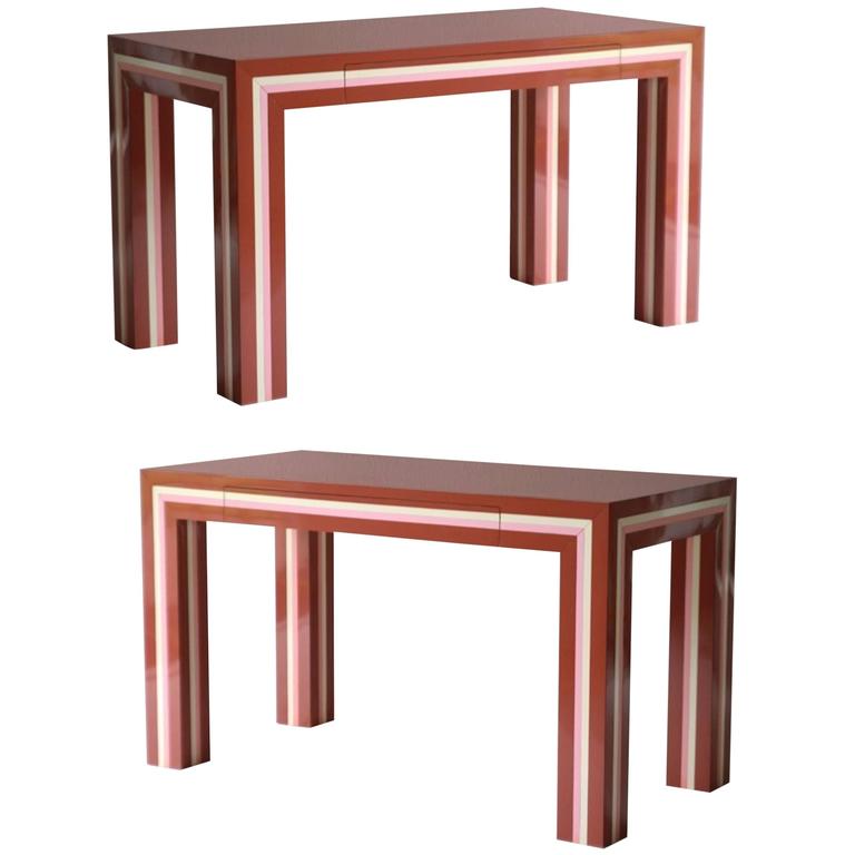 Pair of PostModern Parsons Style Side Tables For Sale at 1stdibs