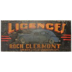 1930s Canadian Hand-Painted Car Licences Sign 