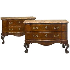 Pair of German Baroque Commodes with Marble Tops, 18th Century & Later