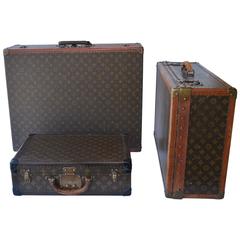 Antique Set of Three Louis Vuitton Suitcases