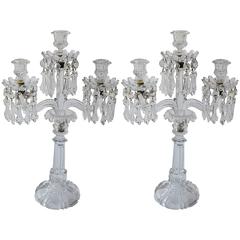 Antique Pair of Late 19th Century Baccarat Candelabra