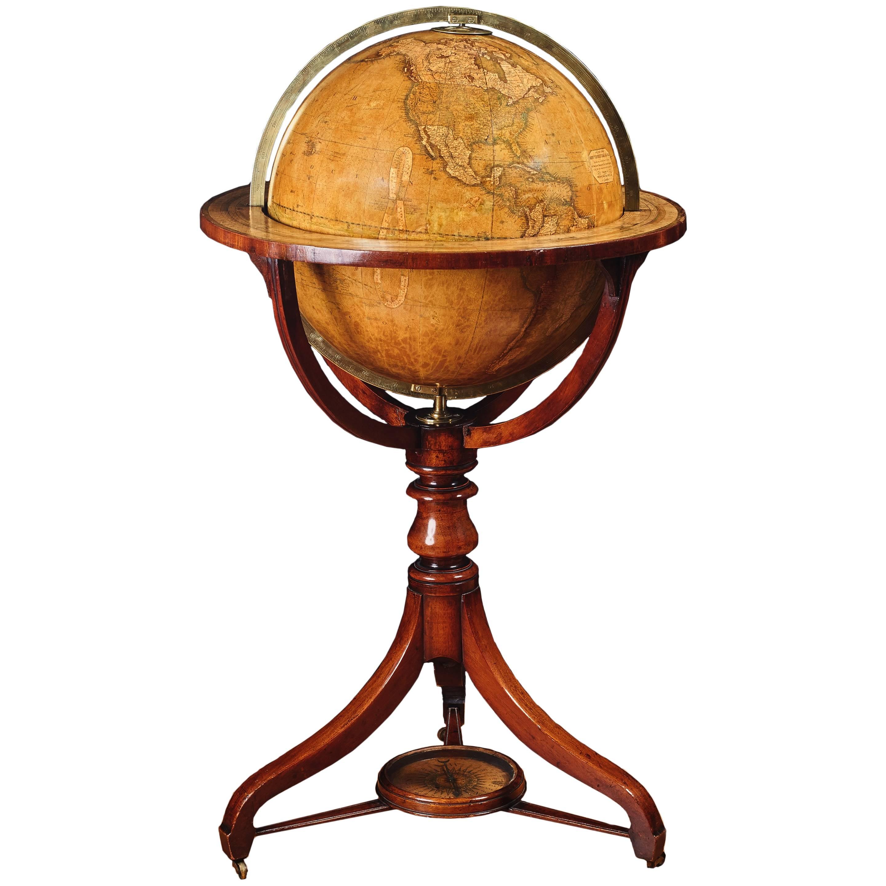 English Manning & Wells Terrestrial Floor Standing Globe, Dated 1854