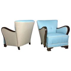 Pair of 1930s Danish Art Deco Club Chairs with Updated Upholstery