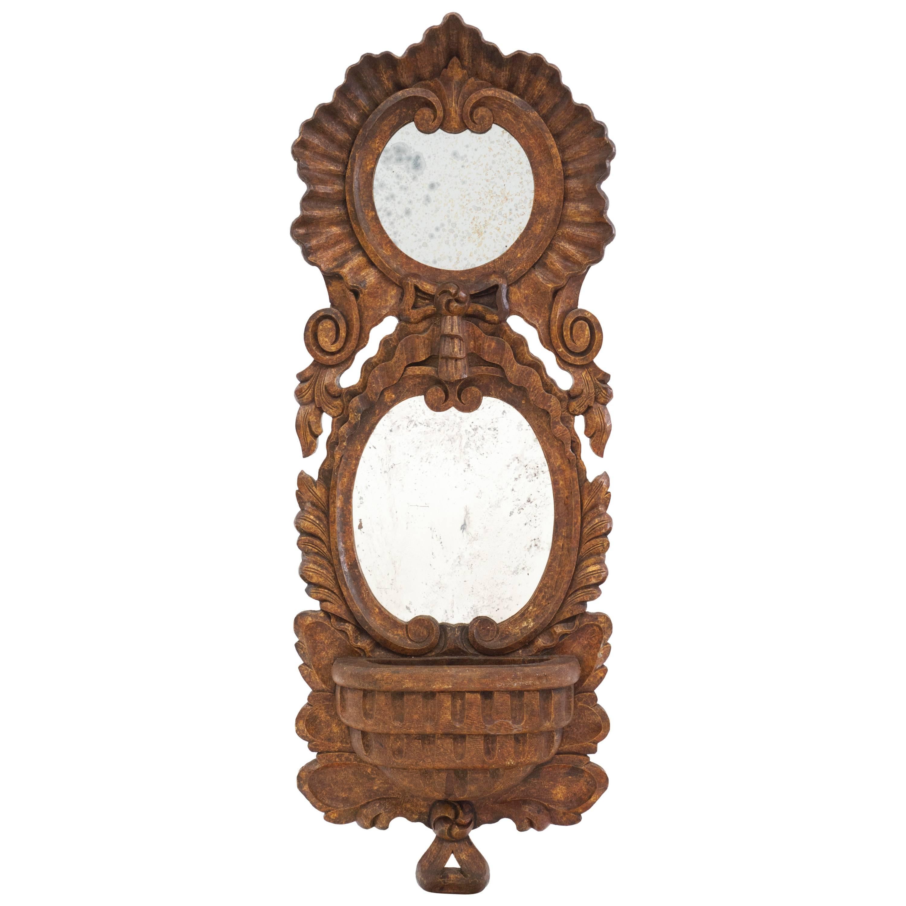 Chapman Hand-Carved Tall Mirror with Planter