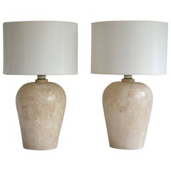 Pair of Postmodern Tessellated Stone Table Lamps