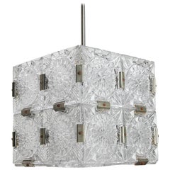 Mid-Century Glass Cube Pendant Light in the style of Kalmar