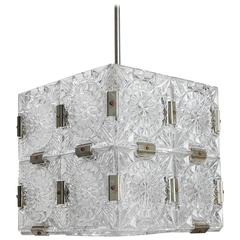 Mid-Century Glass Cube Pendant Light in the style of Kalmar 9