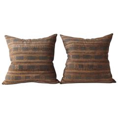 Bronze Stripe Huang Ping Textile Cushion, Large Square
