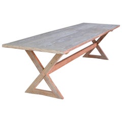 Table à tréteaux avec cœur pin vintage fabriquée sur mesure par Petersen Antiques