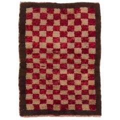 Small Chessboard Design Mid-Century Tulu Rug