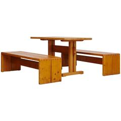 Charlotte Perriand Table and Benches for Les Arcs