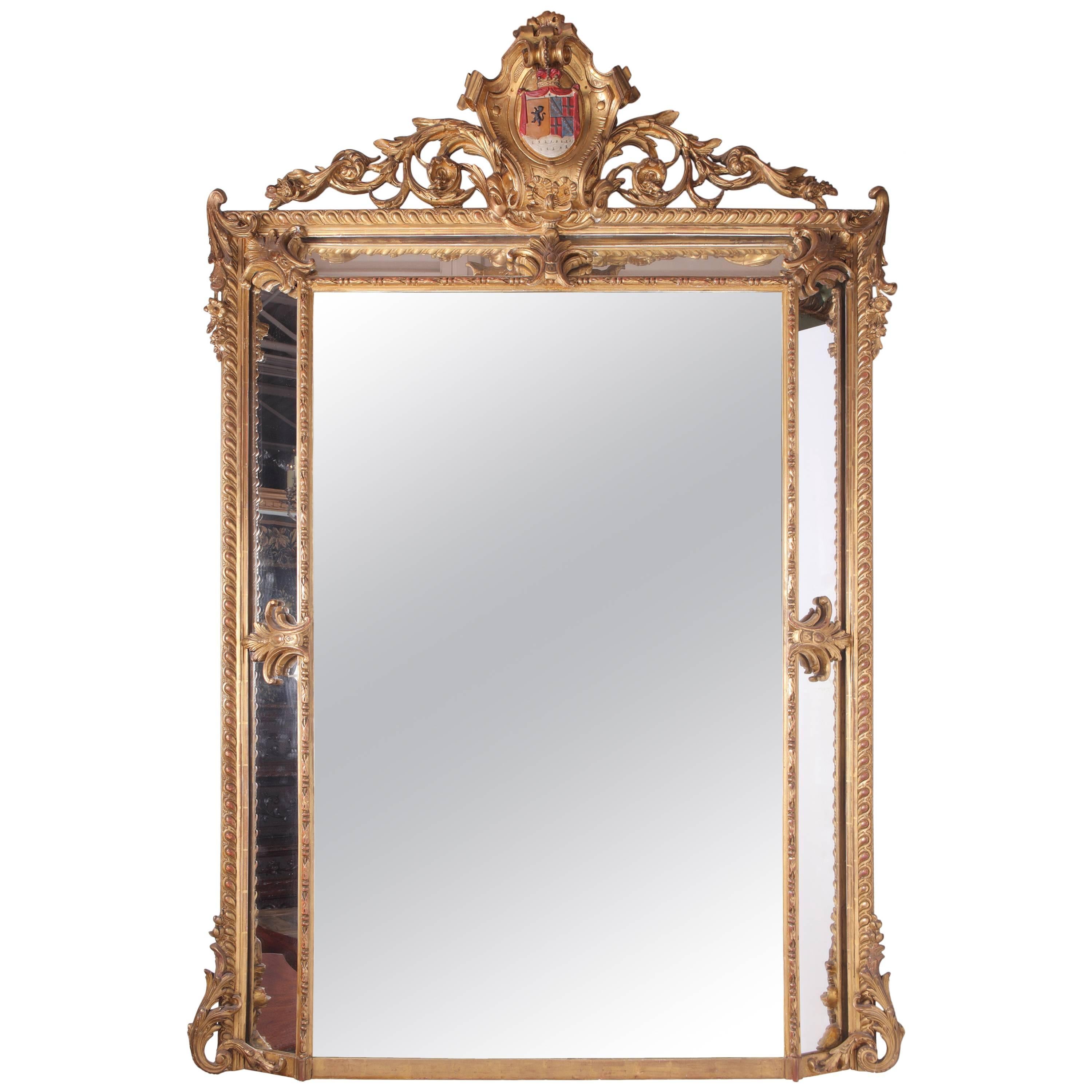 Late 19th Century French Napoleon III Overmantle Cushion Mirror