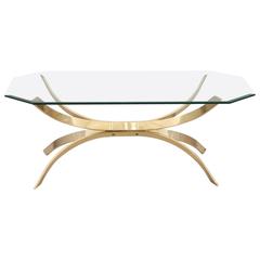Sculptural Brass and Glass Top Coffee Table, Swedish, 1960s