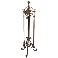 Arts & Crafts Iron Fireplace Stand and Tools