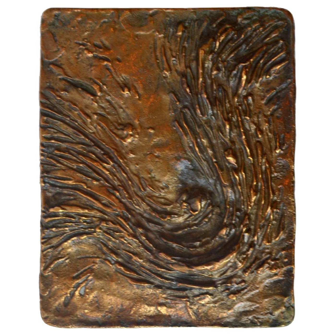 Poignée de porte en bronze architecturale en relief en forme de vague