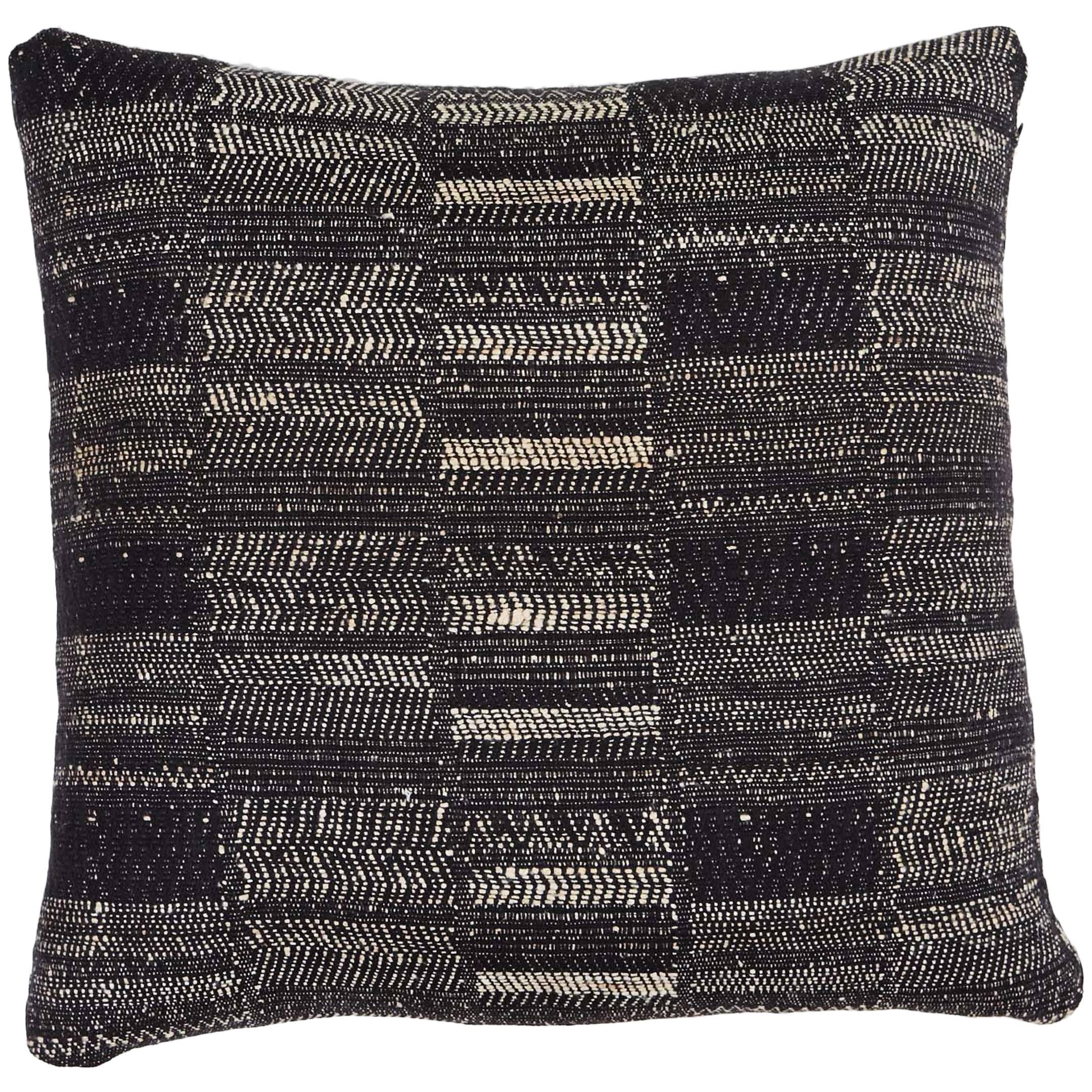 Indian Handwoven Pillow in Black and Ivory