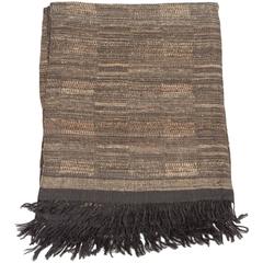 Indian Hand Woven Bedcover. Black and Oatmeal. Linen and Raw Silk. 11