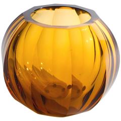 Bohemian Amber Glass Vase by Moser 8