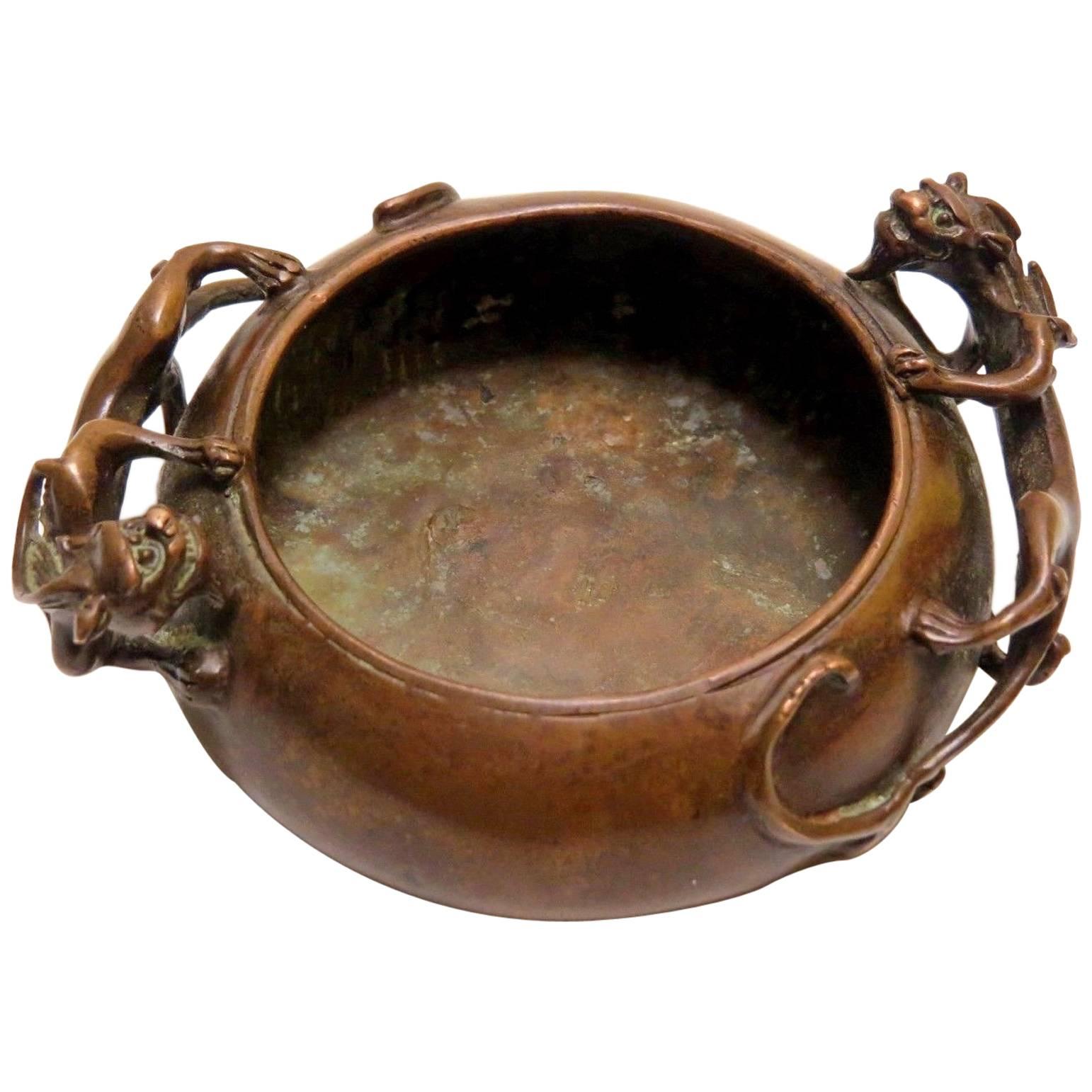 Bronze Incense Burner or Washer, Qing Dynasty, Signed For Sale