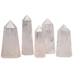 Group of Five Rock Crystal Quartz Obelisks 4