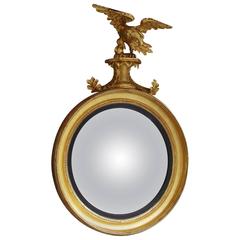 American Federal Gilt Acanthus Convex Mirror with Perched Eagle, Circa 1810 8