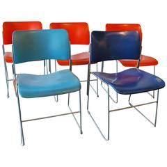 1970 Set of Five Stackable Metal 40/4 chairs by David Rowland