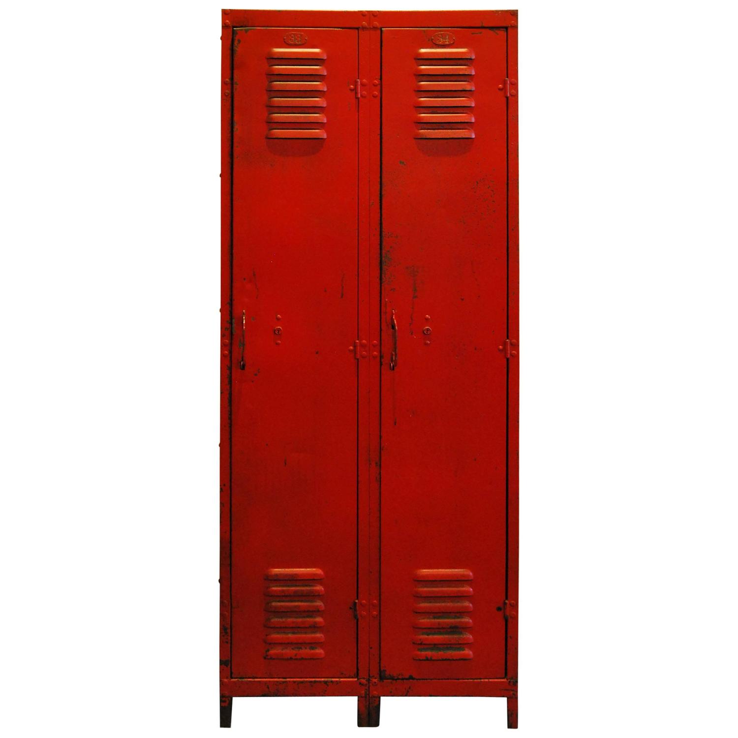 1920 Steel Pair of Free Standing Lockers For Sale at 1stdibs