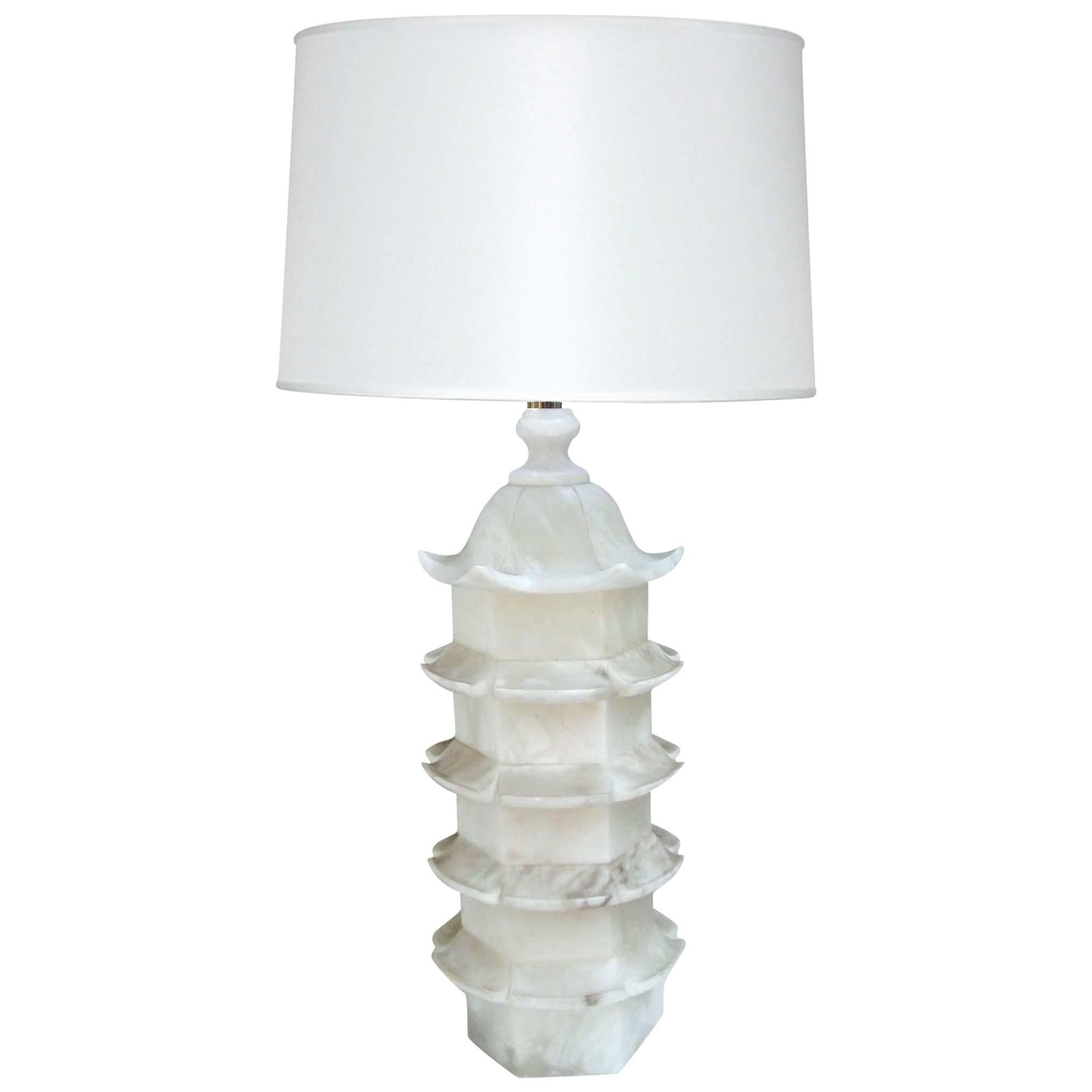 Marble Pagoda Chinoiserie Table Lamp For Sale