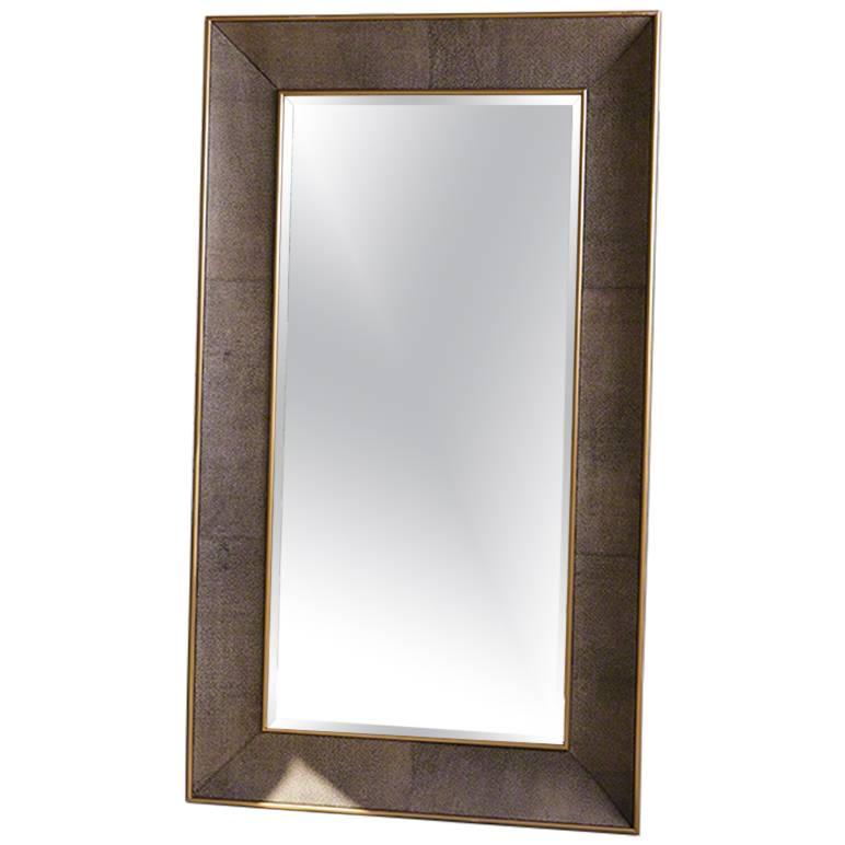 Faux Shagreen Floor Mirror For Sale
