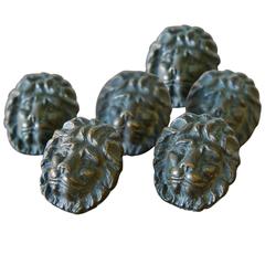 Set of Six Bronze Lion Head Drawer or Cabinet Pulls