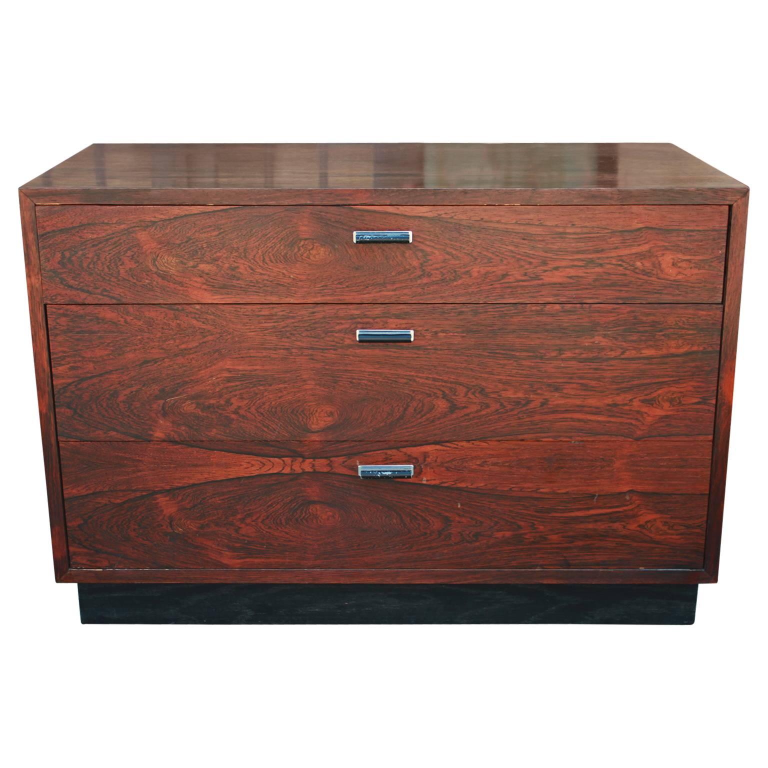 Modern Rosewood Chest or Side Table by Harvey Probber with Black Lacquered Base
