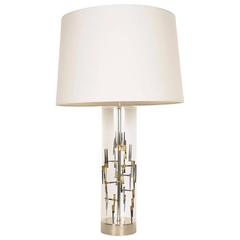 Vintage Brutalist Style Lucite and Metal Table Lamp 2