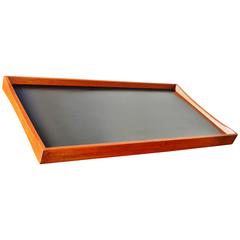 Retro Finn Juhl Teak Trimmed Tray Black and White Laminate Either Side