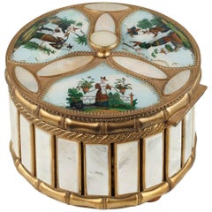 Antique Mother-of-Pearl and Bronze Perfume Box with Scenes from the Far East