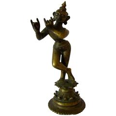 Antique Indian Bronze Figure of Krishna Venugopala