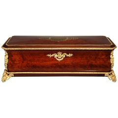 Antique Music Box in Burr Veneer and Gilt Bronze