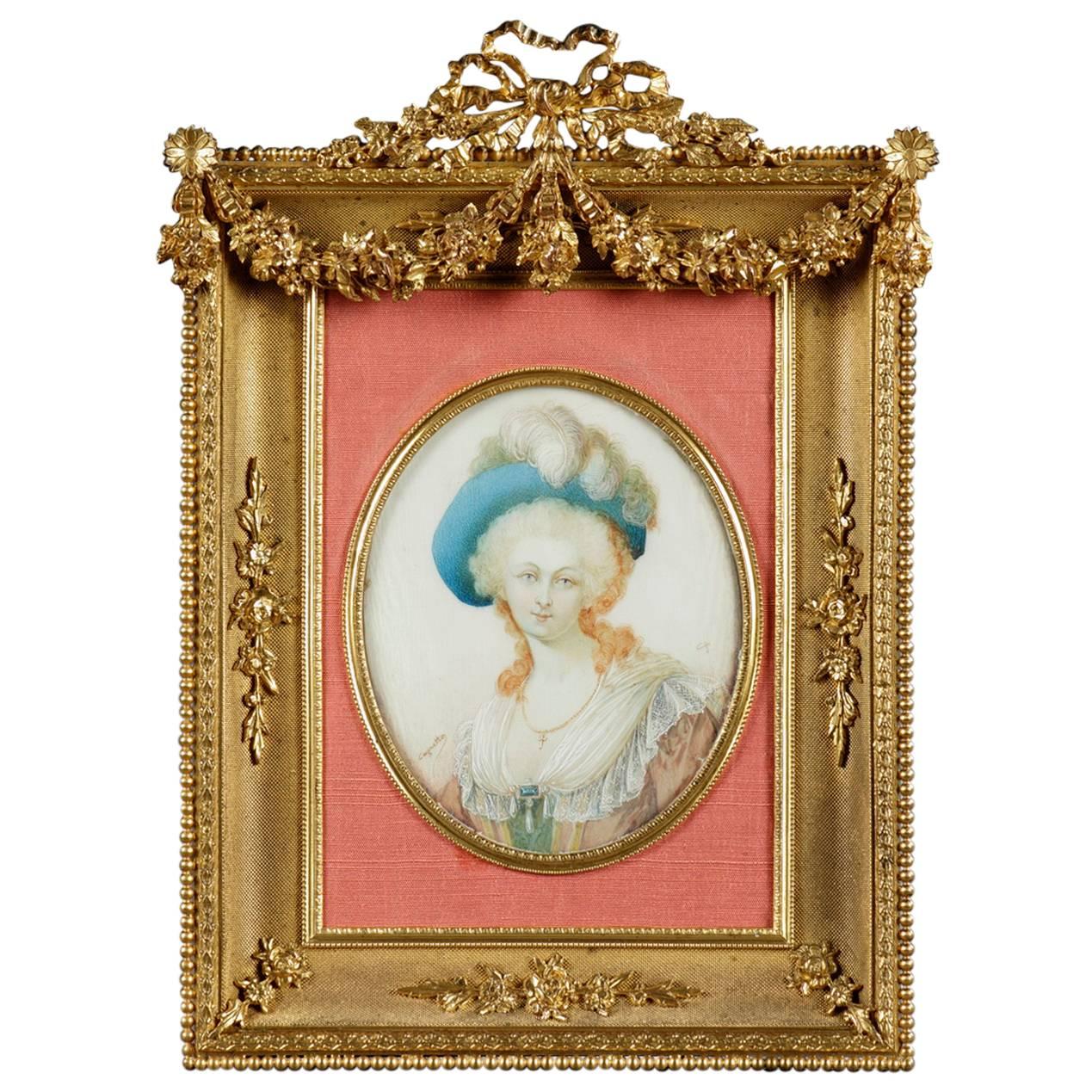 19th Century Gilt and Chiseled Bronze Frame for Miniature
