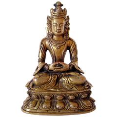 Tibetan Gilt Copper Figure of Amitayus