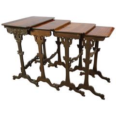 Antique Emil Gallé French Art Nouveau Nesting Tables, circa 1900