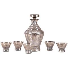 Late 19th Century Glass and Silver Drink Set