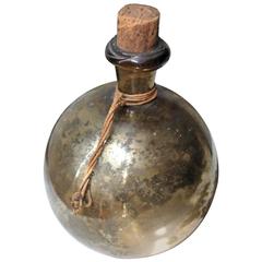 Antique Early Gold Mercury Glass Witches Ball or Bottle, circa 1820-1850