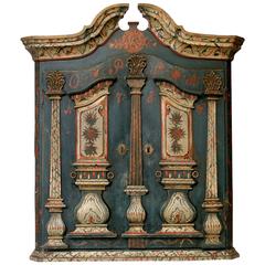 18th Century Norwegian Rosepainted Hanging Cupboard