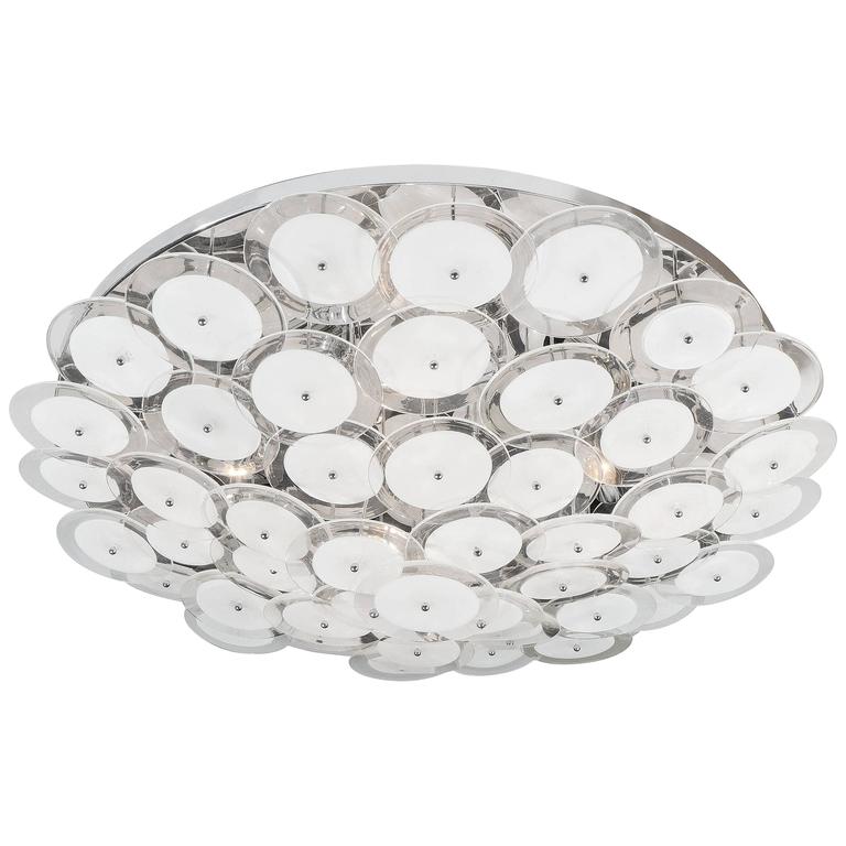 Murano Glass Disco FlushMount Chandelier For Sale at 1stdibs