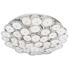 Custom White Murano Glass Disc Flush Mount Light