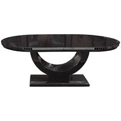 Vintage Black Glass Deco Style Dining Table