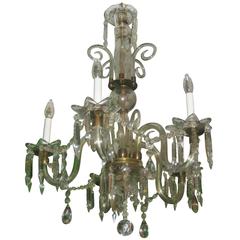 Fine Crystal and Bronze Five Branch Chandelier