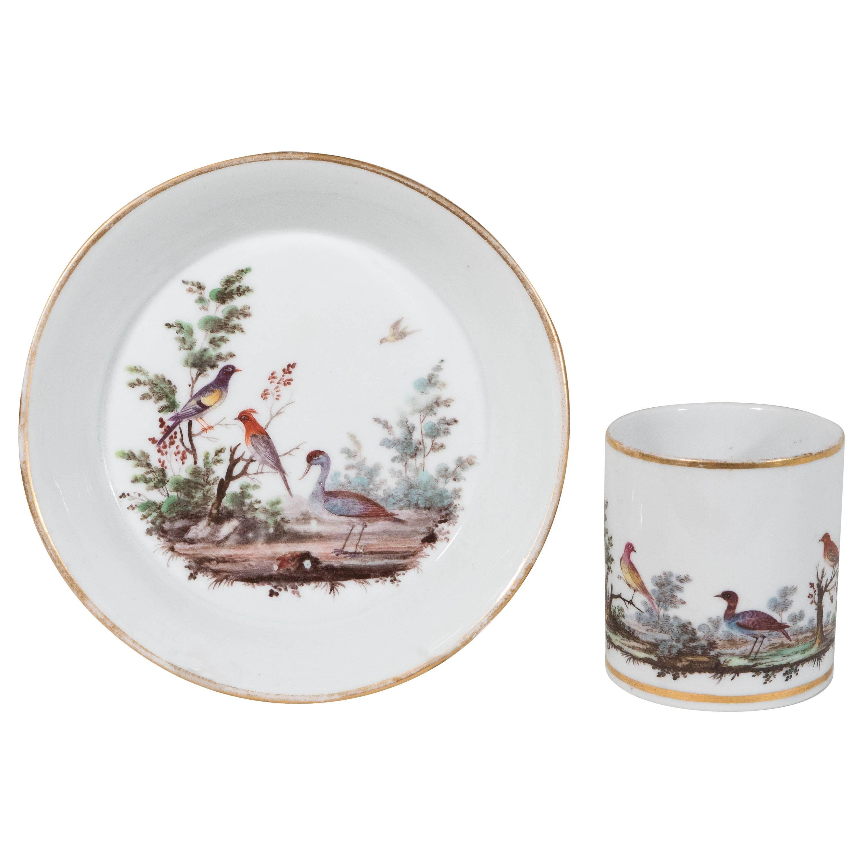 Antique Italian Porcelain Cup Painted Birds